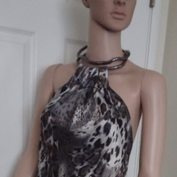 Rachael G. Satin Animal Print Summer Dress, Size M - Picture 5 of 14
